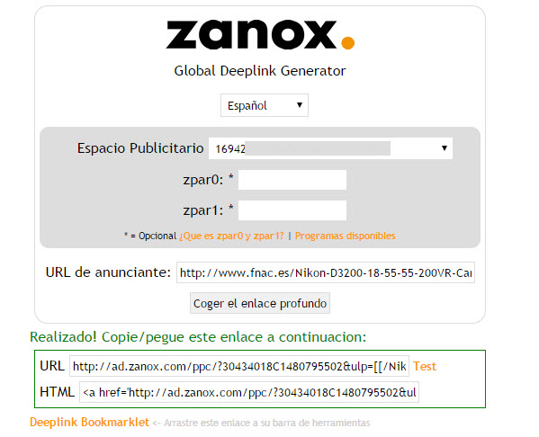 zanox enlaces profundos